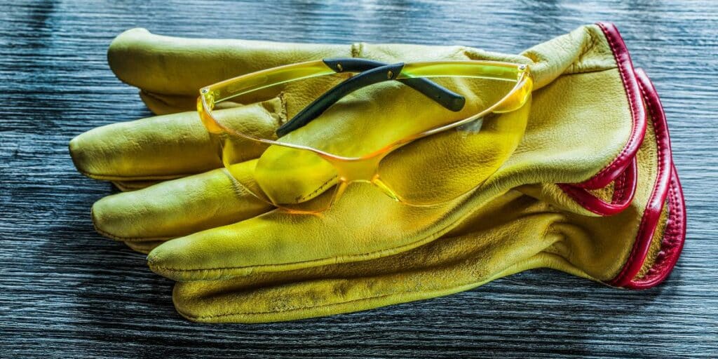 Leather Gloves and Safety Glasses for DIY electrical project